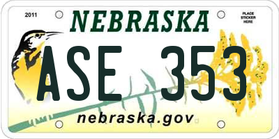 NE license plate ASE353