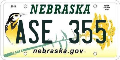 NE license plate ASE355