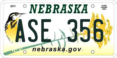 NE license plate ASE356
