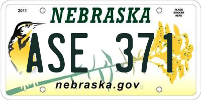 NE license plate ASE371