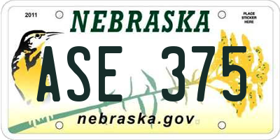 NE license plate ASE375