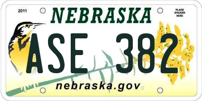 NE license plate ASE382