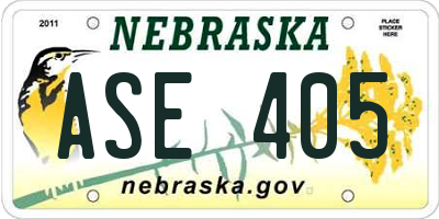 NE license plate ASE405