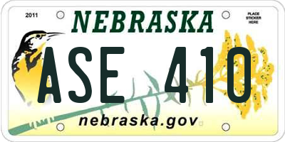 NE license plate ASE410