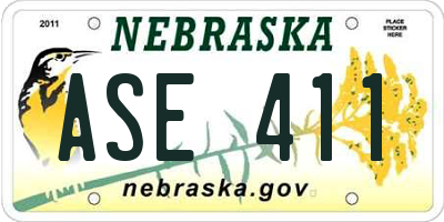 NE license plate ASE411
