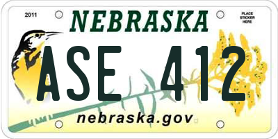 NE license plate ASE412