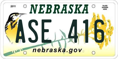 NE license plate ASE416