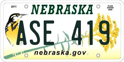 NE license plate ASE419