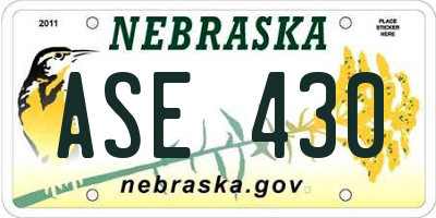 NE license plate ASE430