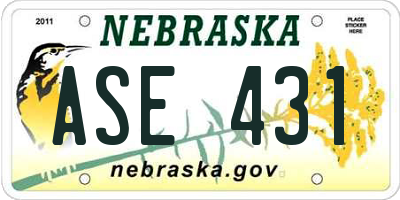 NE license plate ASE431