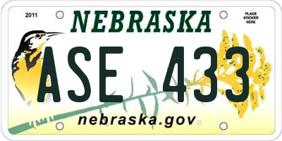 NE license plate ASE433