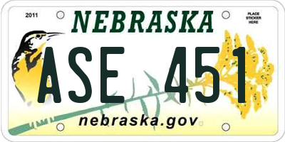 NE license plate ASE451