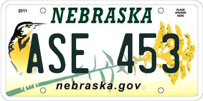 NE license plate ASE453