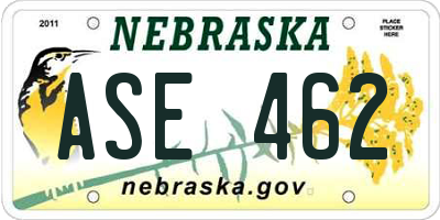 NE license plate ASE462
