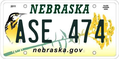 NE license plate ASE474