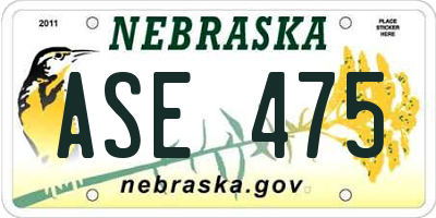 NE license plate ASE475