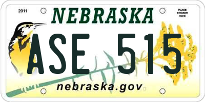 NE license plate ASE515