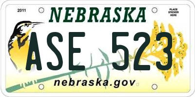 NE license plate ASE523