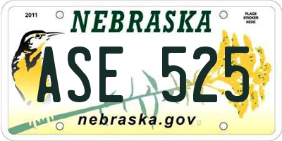 NE license plate ASE525