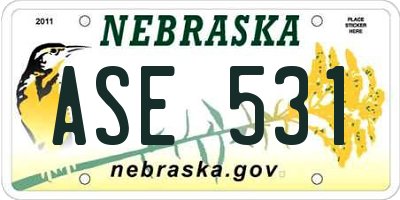 NE license plate ASE531