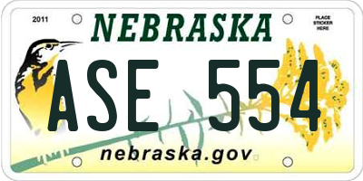NE license plate ASE554