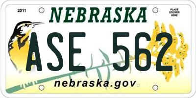 NE license plate ASE562