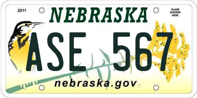 NE license plate ASE567