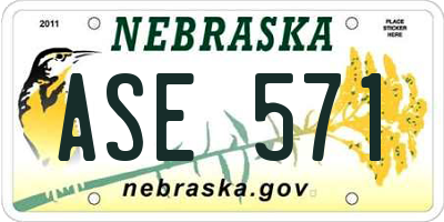 NE license plate ASE571