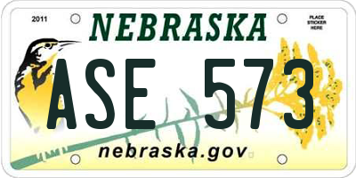 NE license plate ASE573