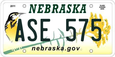 NE license plate ASE575