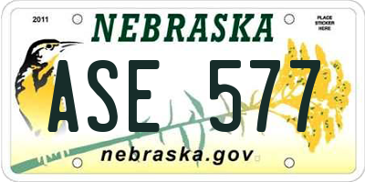 NE license plate ASE577