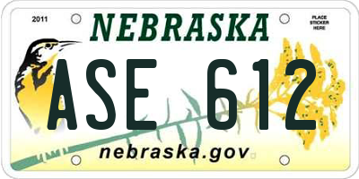 NE license plate ASE612