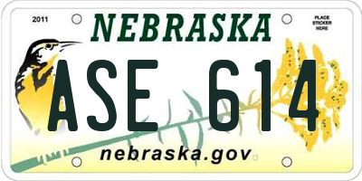 NE license plate ASE614