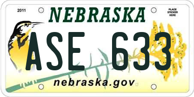 NE license plate ASE633