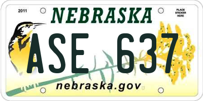 NE license plate ASE637
