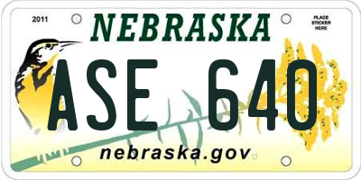NE license plate ASE640