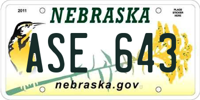 NE license plate ASE643