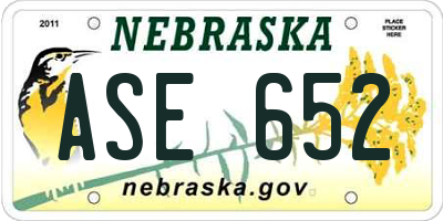 NE license plate ASE652