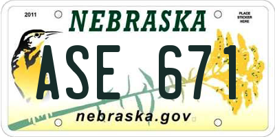 NE license plate ASE671