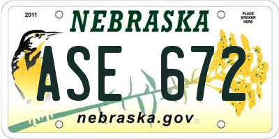 NE license plate ASE672
