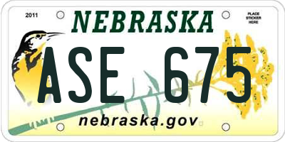 NE license plate ASE675