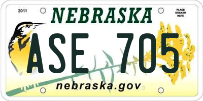 NE license plate ASE705