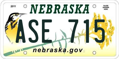 NE license plate ASE715