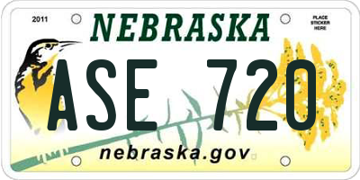 NE license plate ASE720