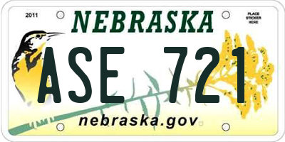 NE license plate ASE721