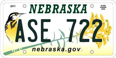 NE license plate ASE722