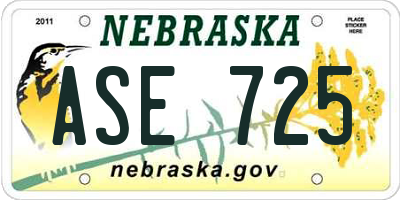 NE license plate ASE725