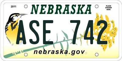NE license plate ASE742