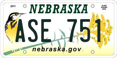 NE license plate ASE751
