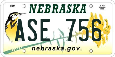 NE license plate ASE756